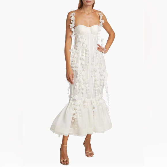 NEW Zimmermann Petal Applique Linen-Silk Corset Gown - Picture 1 of 12